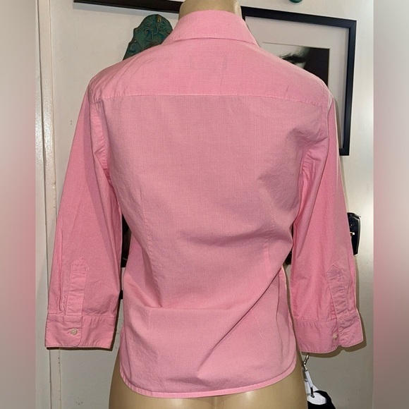 Charter Club 100% Cotton Pink & White Gingham Button Down Shirt - Picture 3 of 10